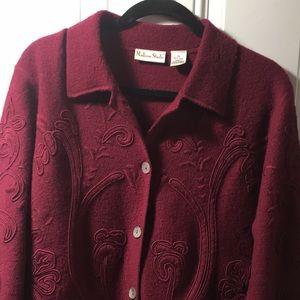 Madison Studio burgundy button up shirt type 100% wool jacket size 2X